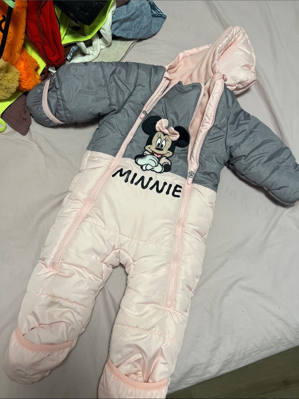 Pink and Gray Minnie Mouse Snowsuit 18-24mths